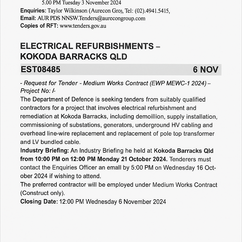 Example tender document